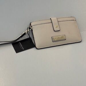 London Fog Beige Wristlet Wallet with Gold Hardware
